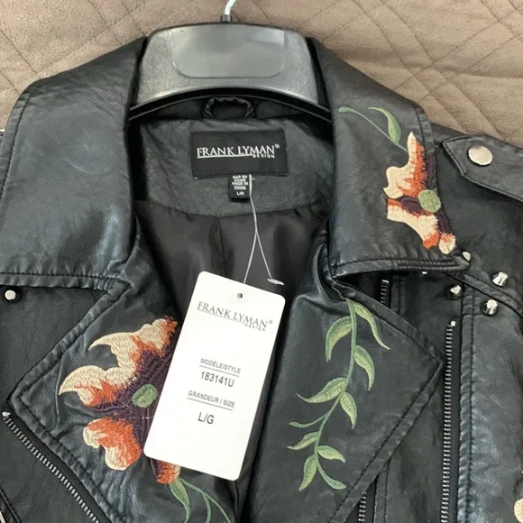 Frank Lyman Design NWT Embroidered Moto Jacket size L - Picture 10 of 16